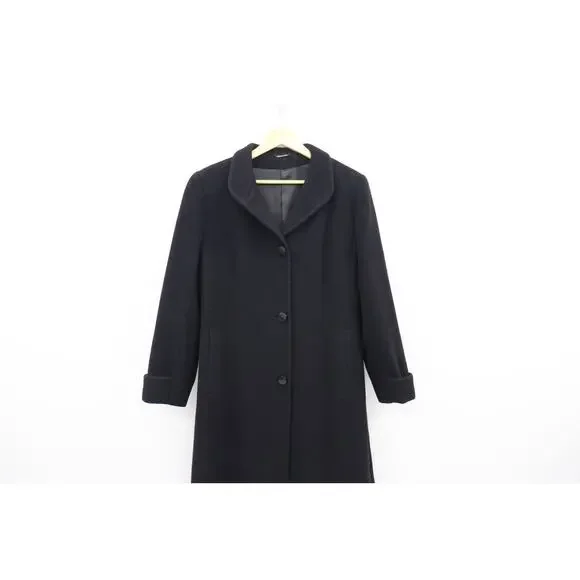 Cinzia Rocca Designer Womens Wool Blend Black Coat US Size 12 Made in Italy
